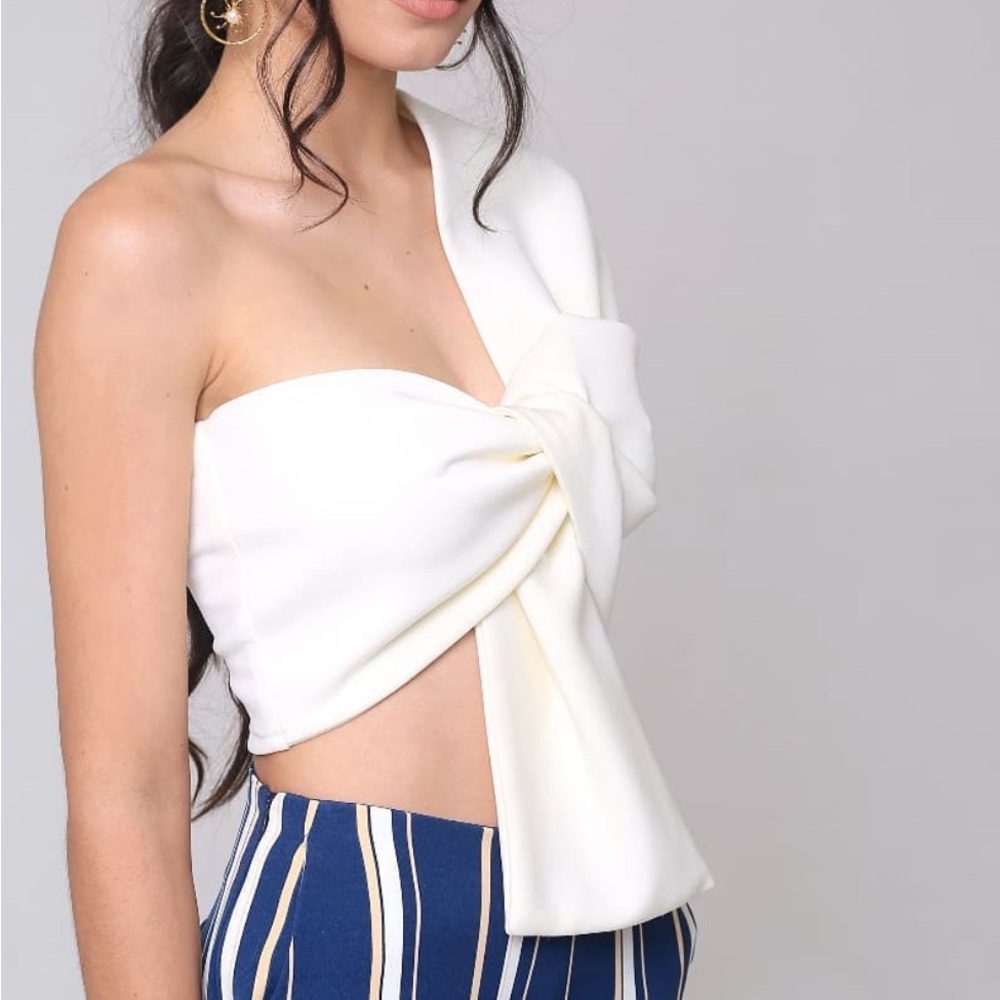 Elegant White One-Shoulder Top